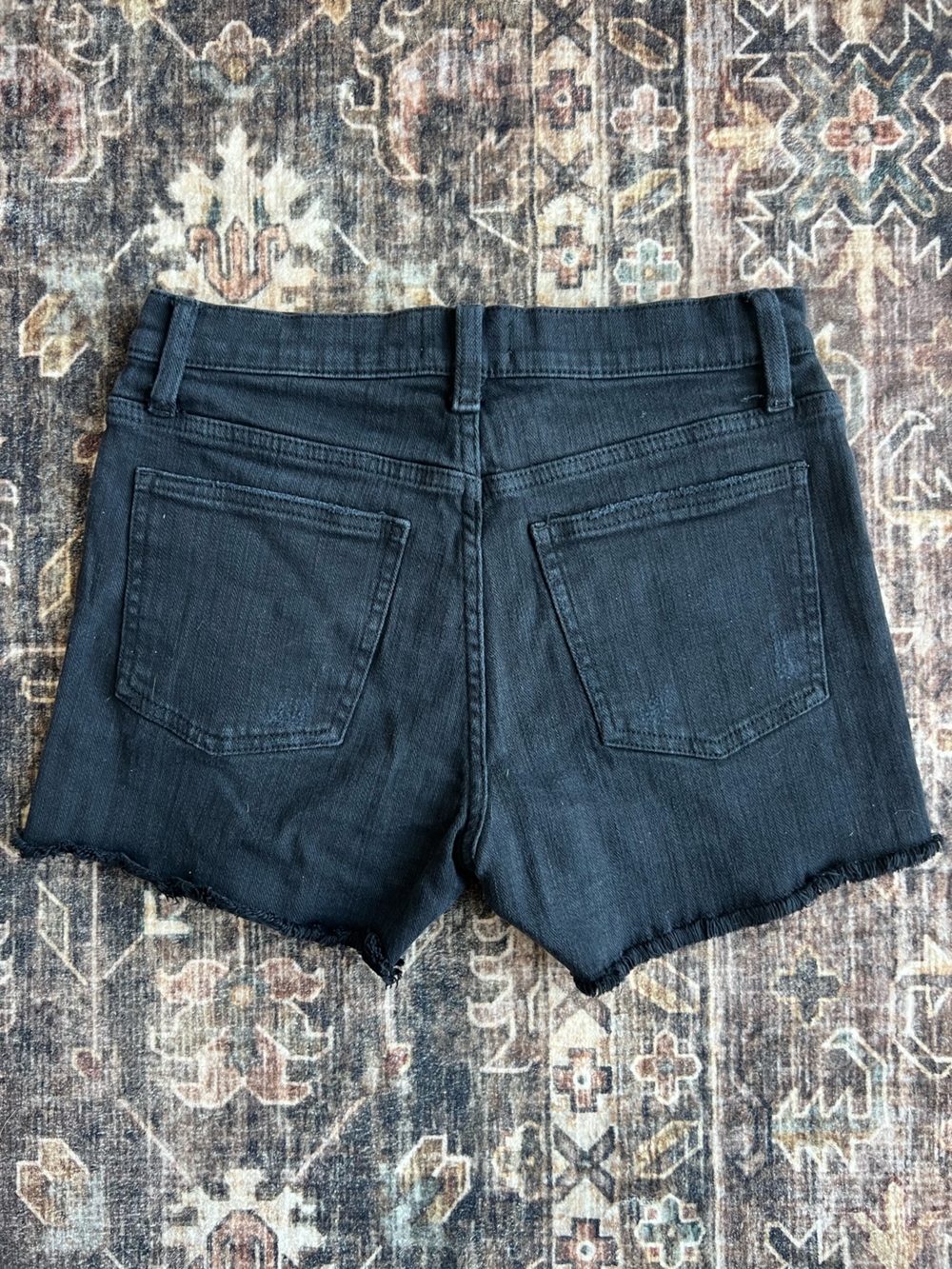Pistola Denim Shorts Size 26 Black Distressed Mid Rise Cutoff Raw Hem Stretch - Picture 2 of 7